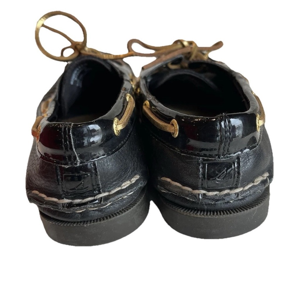 Sperry Top Sider Womens Black Sparkle Patent Leather Boat Shoes SZ  6 Preppy Y2K - Picture 4 of 8